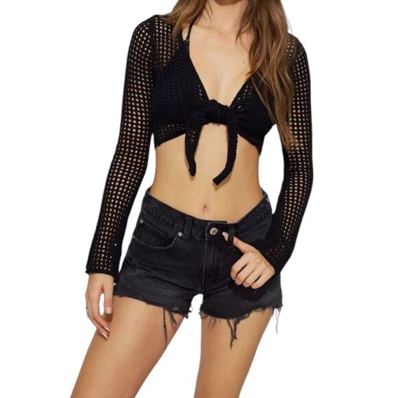 Garage festival denim shorts in black distressed size 0 - Picture 1 of 8